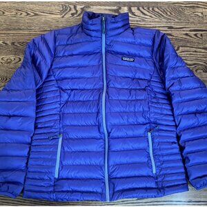 Womens PATAGONIA Purple Goose Down Sweater Puffer Jacket Size XL Coat